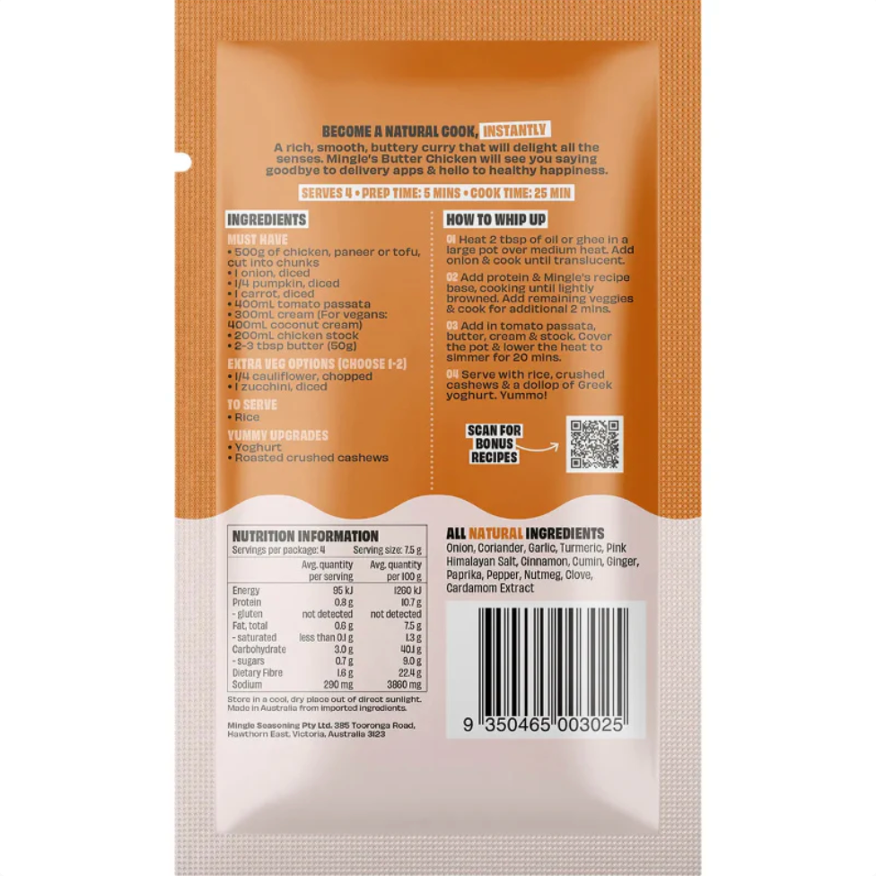 Mingle Butter Chicken 30g available at The Prickly Pineapple