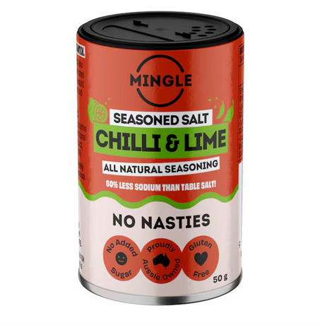 Mingle Chilli & Lime Salt Seasoning 50g available at The Prickly Pineapple