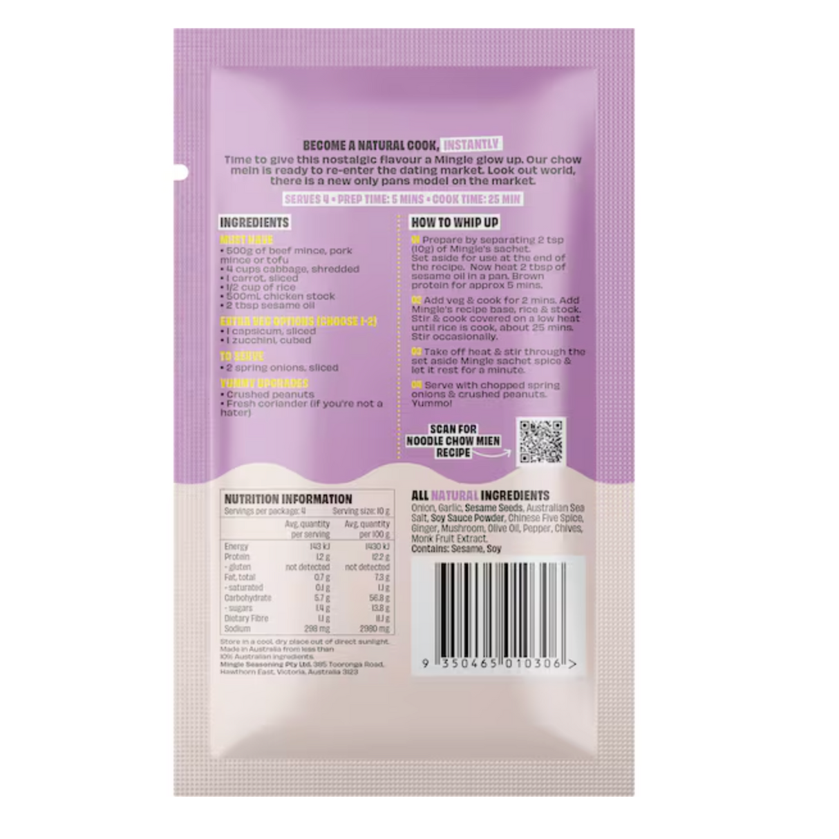 Mingle Chow Mein 30g available at The Prickly Pineapple