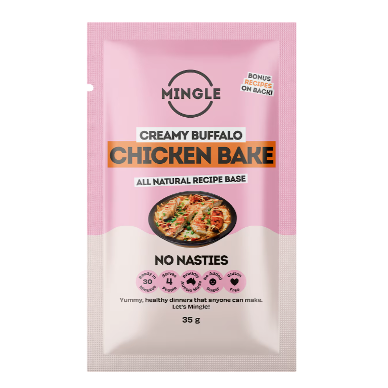 Mingle Creamy Buffalo Chicken Bake 30g available at The Prickly Pineapple