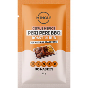 Mingle Peri Peri BBQ Rub Citrus & Spice 25g available at The Prickly Pineapple