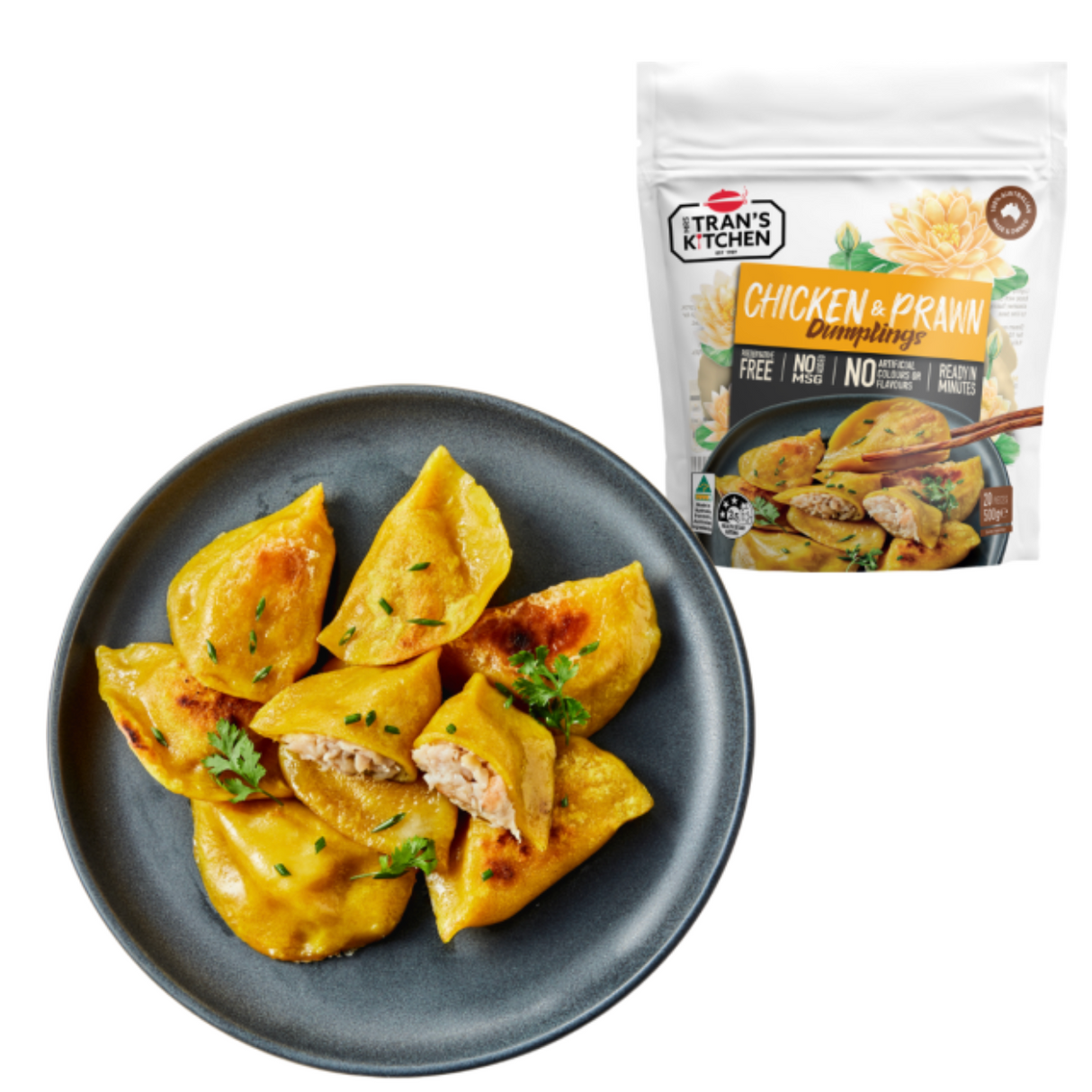Mrs Trans Kitchen Chicken & Prawn Dumplings 500g available at The Prickly Pineapple
