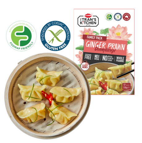 Mrs Trans Kitchen Ginger Prawn Dumplings (GF) 450g available at The Prickly Pineapple