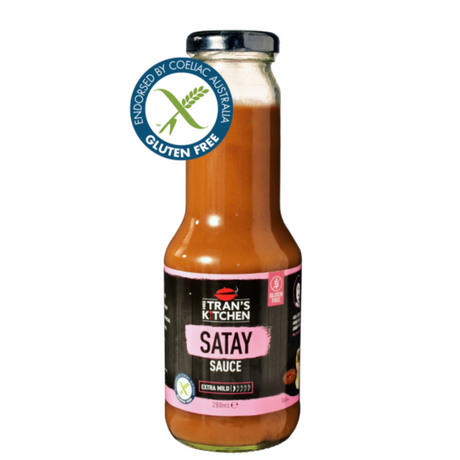Mrs Trans Kitchen Satay Sauce (Peanut Free, GF) 280ml available at The Prickly Pineapple