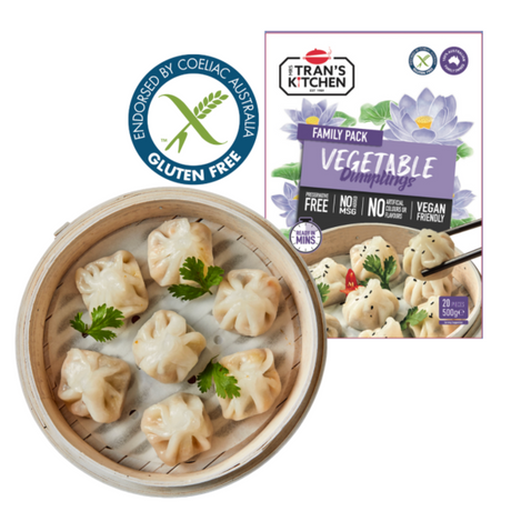 Mrs Trans Kitchen Vegetarian Dumplings (GF) 300g available at The Prickly Pineapple