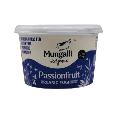 Mungalli Creek Dairy Passionfruit Yoghurt 500g available at The Prickly Pineapple