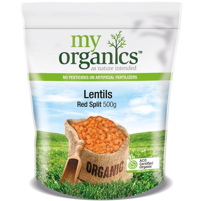 My Organics Red Spilt Lentils 500g available at The Prickly Pineapple