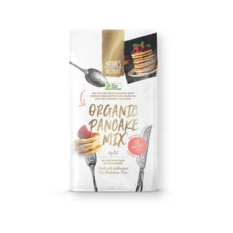 Natures Delights Organic Pancake Mix (Australian Flour) 1kg available at The Prickly Pineapple