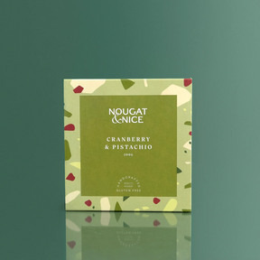 Nougat & Nice Cranberry & Pistachio Nougat 200g box available at The Prickly Pineapple