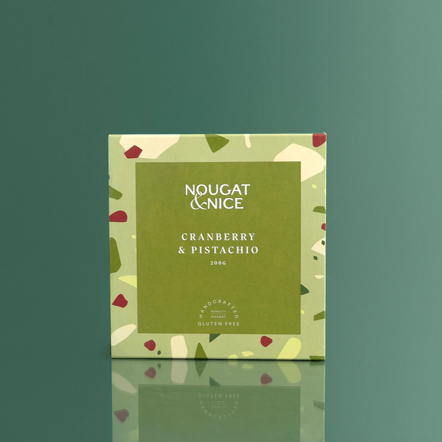 Nougat & Nice Cranberry & Pistachio Nougat 200g box available at The Prickly Pineapple