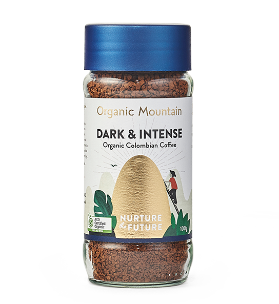 Organic Mountain Dark Roasted Coffee 100g available at The Prickly Pineapple