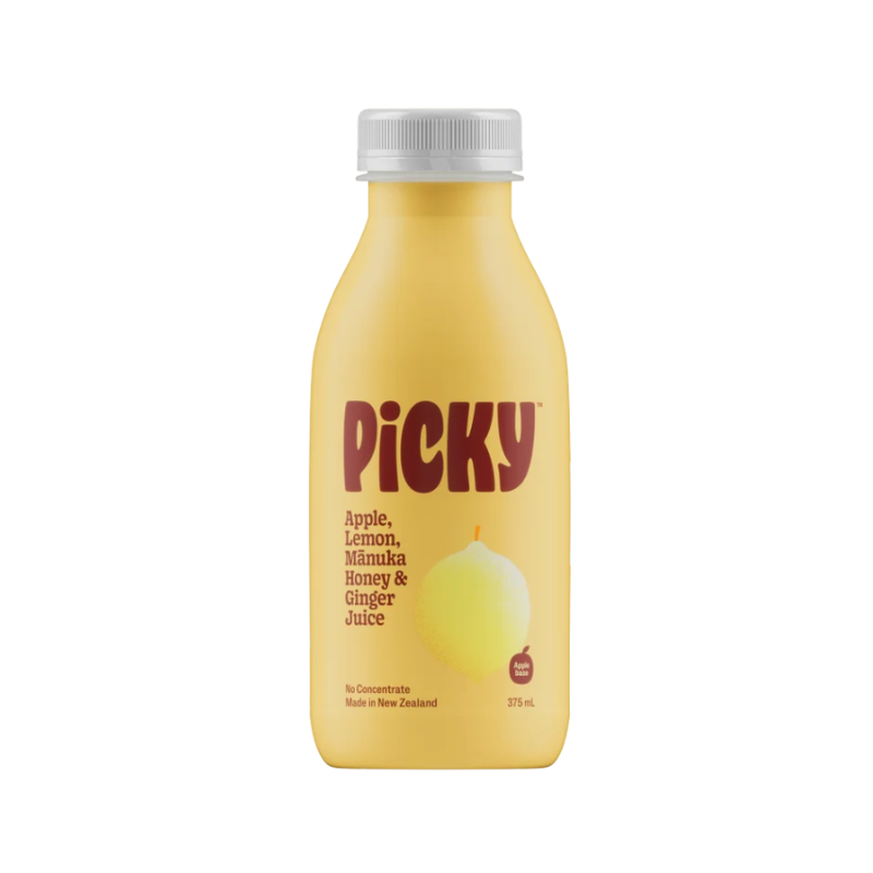 Picky Apple, Lemon, Mānuka Honey & Ginger Juice 350ml available at The Prickly Pineapple
