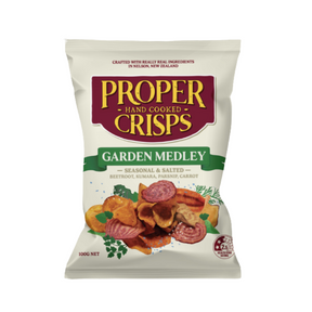Proper Crisps Garden Medley 100g available at The Prickly PIneapple