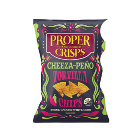 Proper Crisps Tortilla Chips Cheeza-Peno 150g available at The Prickly Pineapple