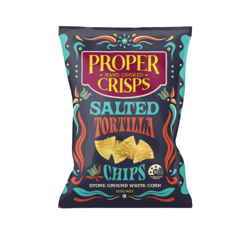 Proper Crisps Tortilla Chips Salted 150g available at The Prickly Pineapple
