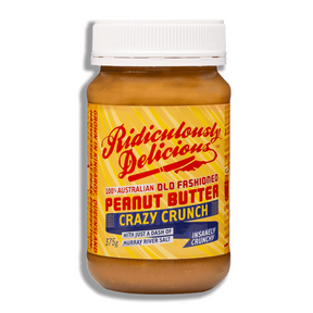 Ridiculously Delicious Peanut Butter - Crazy Crunch 375g available at The Prickly Pineapple