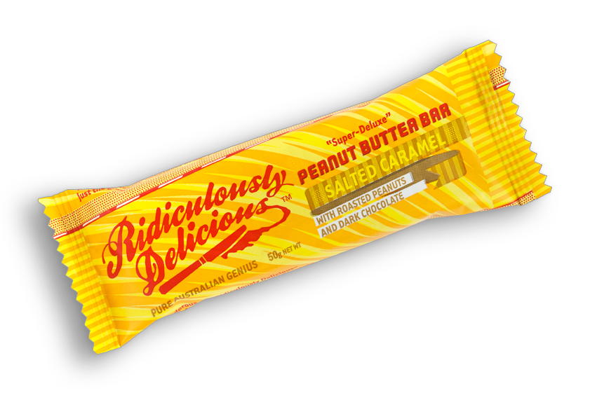 Ridiculously Delicious Peanut Butter Bar Salted Caramel 50g available at The Prickly Pineapple