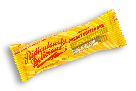Ridiculously Delicious Peanut Butter Bar Salted Caramel 50g available at The Prickly Pineapple