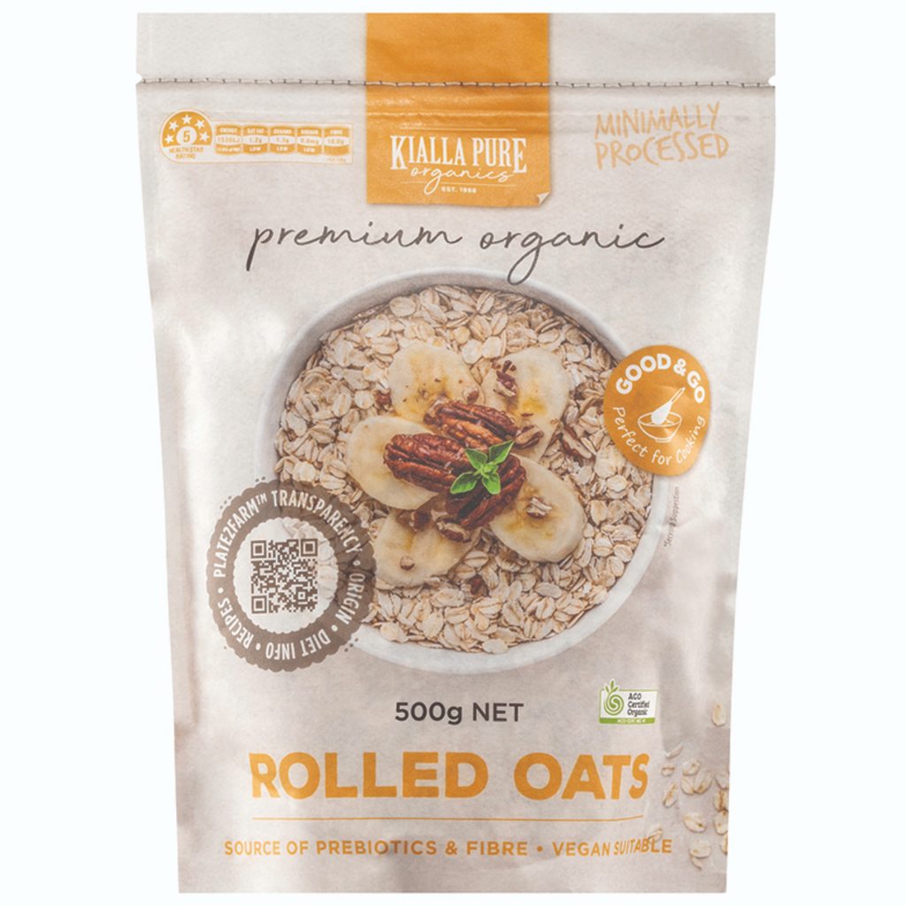 Kialla Pure Organics Organic Rolled Oats 500g available at The Prickly Pineapple