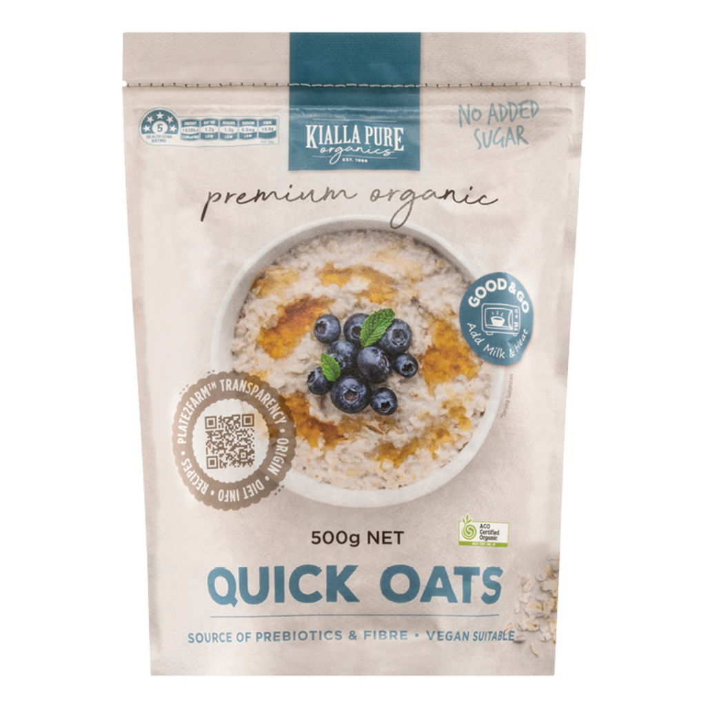 Kialla Pure Organics Organic Quick Oats 500g available at The Prickly Pineapple