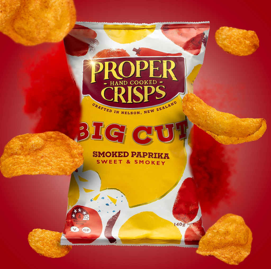 Proper Crisps Big Cut Smoked Paprika 140g available at The Prickly Pineapple