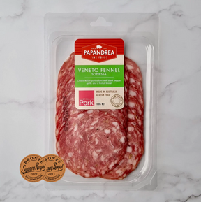 Papandrea Sopressa Veneto Fennel Sliced 100g availalbe at The Prickly Pineapple