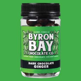 Byron Bay Chocolate Co. Dark Chocolate Ginger 210g available at The Prickly Pineapple