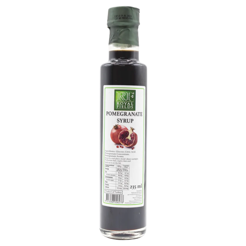 Royal Fields Pomegranate Syrup 235ml available at The Prickly Pineapple