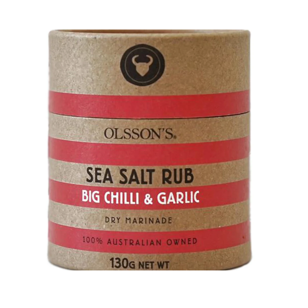 Olsson's Big Chilli & Garlic Salt Rub 130g available at The Prickly Pineapple