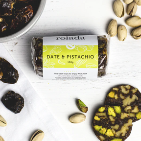 Rolada Date & Pistachio 150g available at The Prickly Pineapple