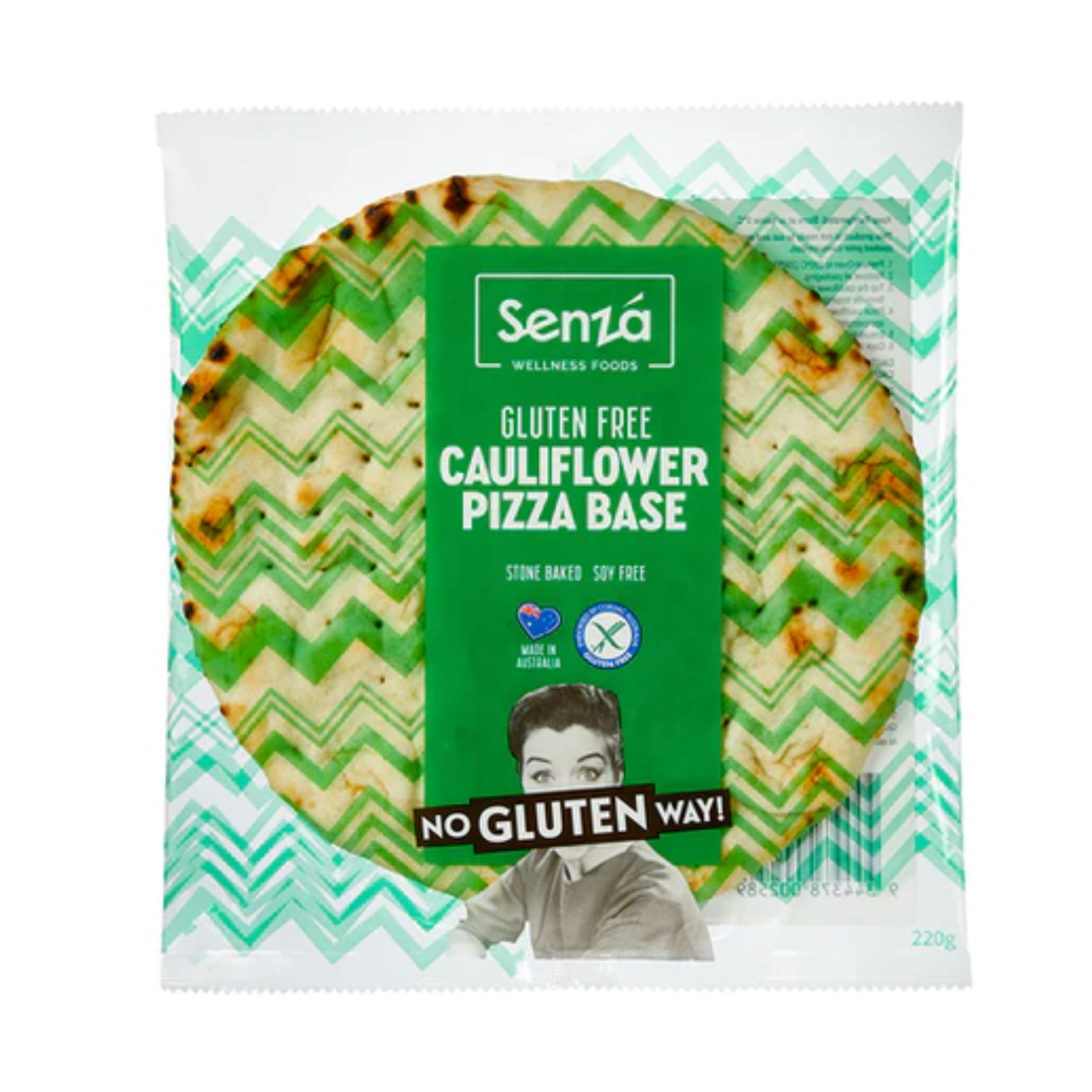 Senza Wellness Foods Cauliflower Pizza Base Gluten Free 220g available at The Prickly Pineapple