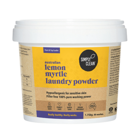Simply Clean Lemon Myrtle Laundry Powder 1.75kg available at The Prickly Pineapple