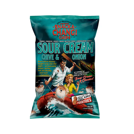 SnackaChangi Potato Chips Sour Cream, Chive & Onion 150g available at The Prickly Pineapple