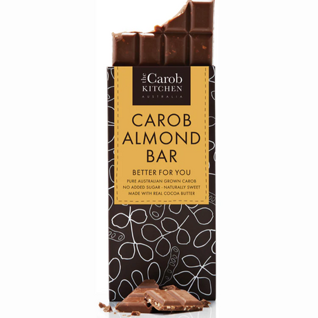 The Carob Kitchen Carob Almond Bar 80g available at The Prickly Pineapple