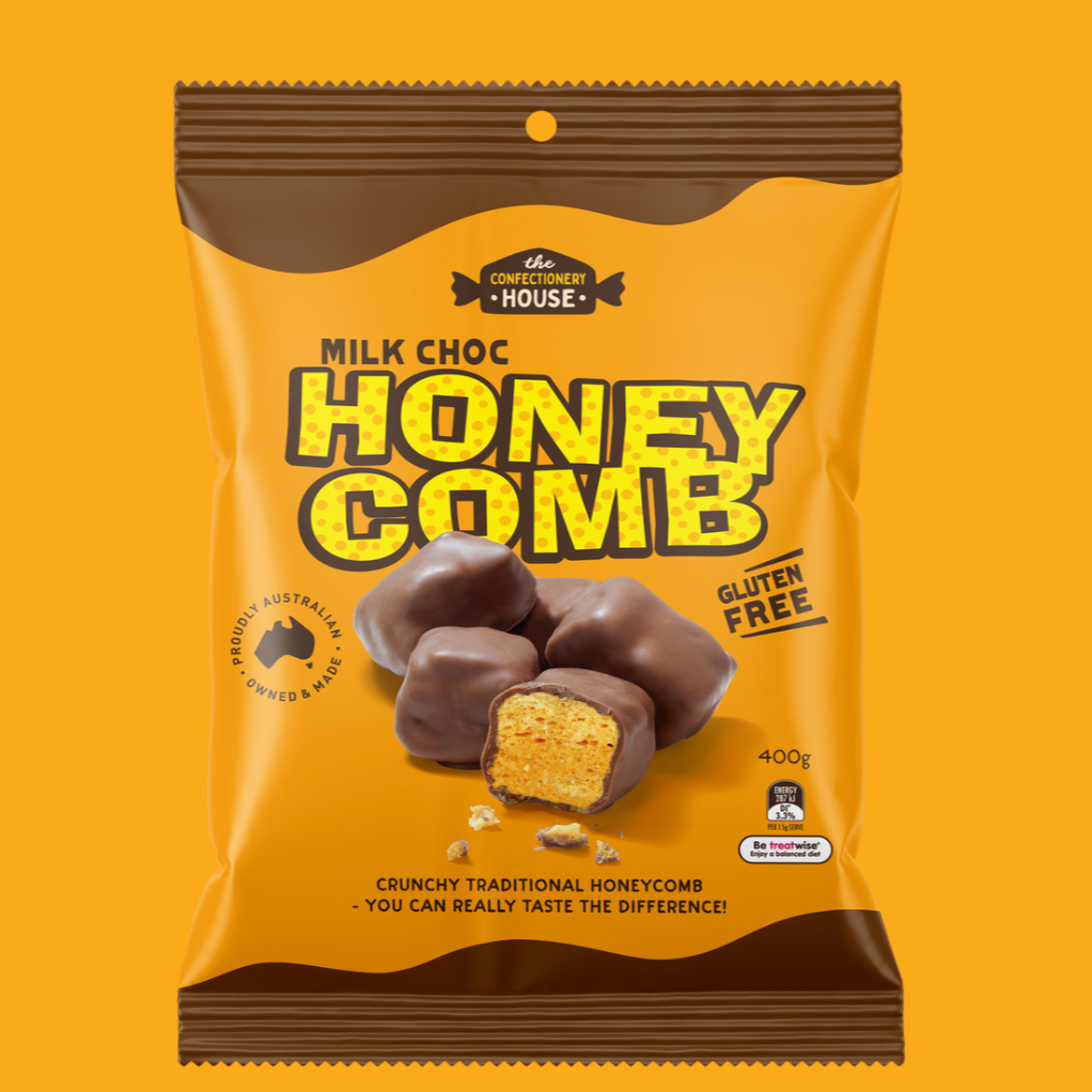 The Confectionery House Honey Comb Milk Choc GF available at The Prickly Pineapple