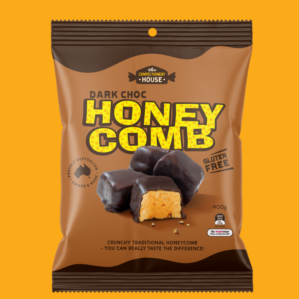 The Confectionery House Honeycomb Dark Choc GF available at The Prickly Pineapple