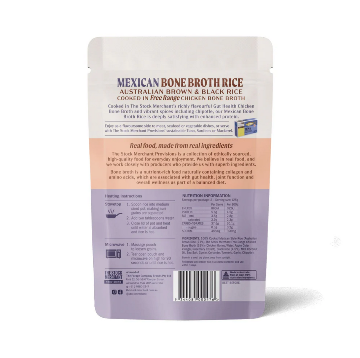 The Stock Merchant - Bone Broth Rice - Mexican 250g available at The Prickly Pineapple
