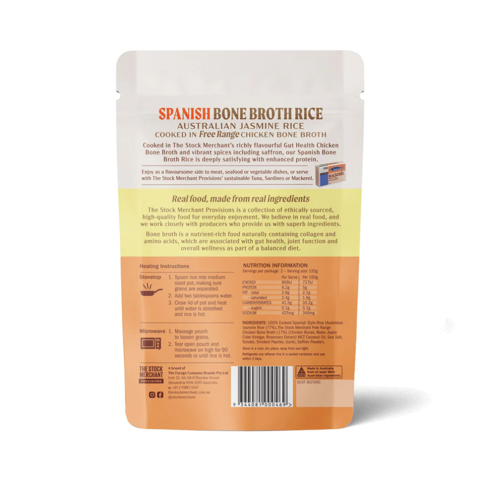 The Stock Merchant - Bone Broth Rice - Spanish 250g available at The Prickly Pineapple