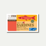 The Stock Merchant Spicy Sardines in Organic Extra Virgin Olive Oil 120g available at The Prickly Pineapple