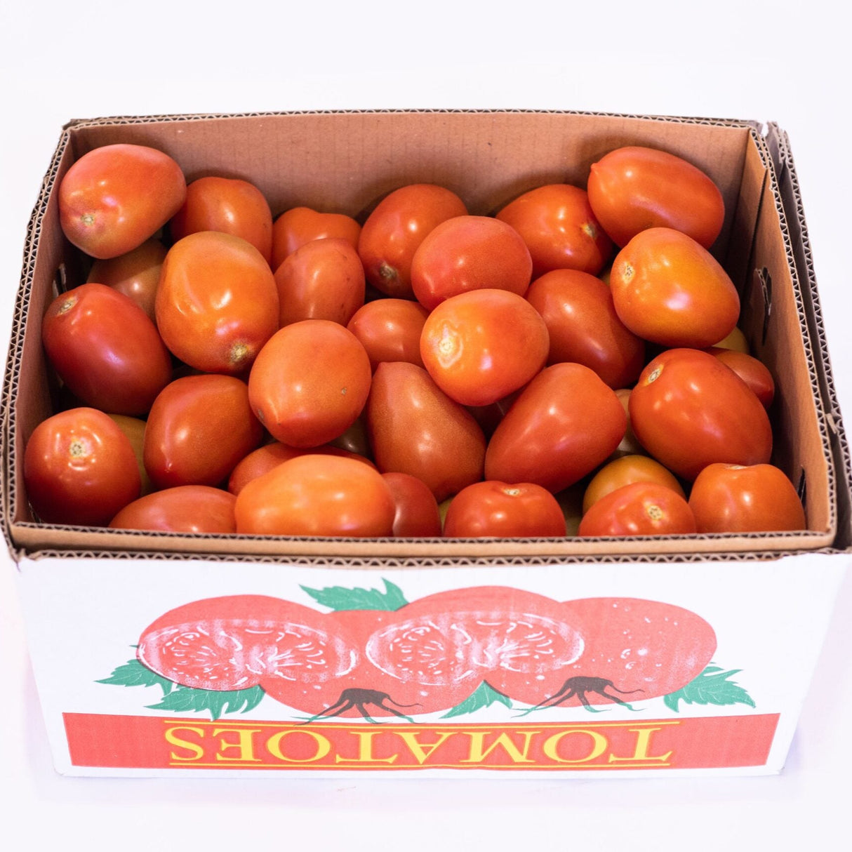 Tomatoes Roma 10kg carton available at The Prickly Pineapple