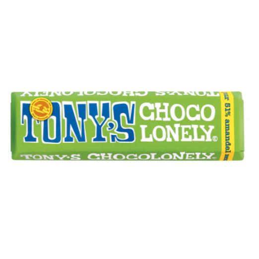 Tony's Chocolonely Almond Seasalt Dark Chocolate 47g available at The Prickly Pineapple