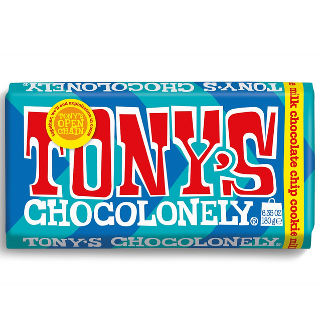 Tony's Chocolonely milk chocolate choc chip bar 180g available at The Prickly Pineapple