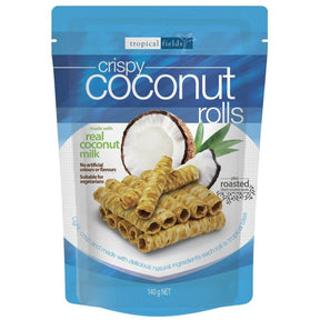 Tropical Fields Crispy Coconut Rolls 140g available at The Prickly Pineapple