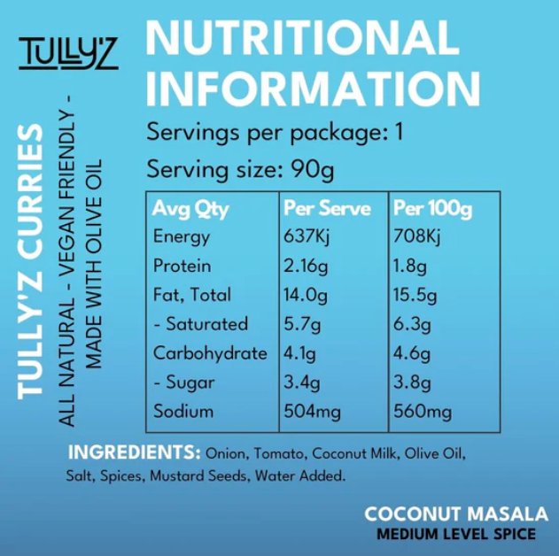 Tully'z Coconut Masala Curry Sauce 375g available at The Prickly Pineapple