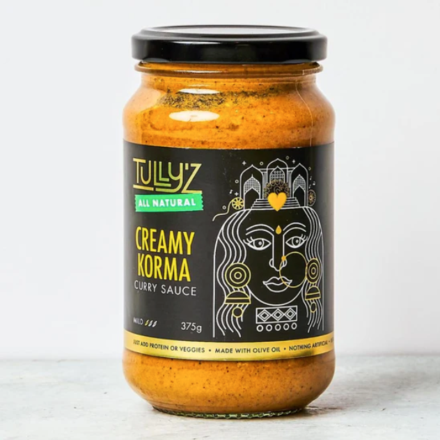 Tully'z Creamy Korma Curry Sauce 375g available at The Prickly Pineapple