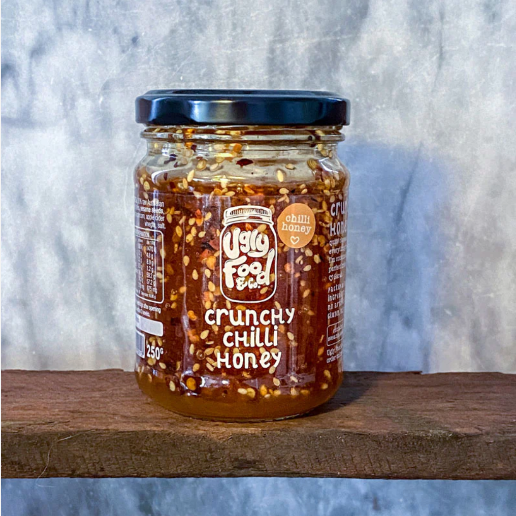 Ugly Food & Co. Crunchy Chilli Honey 250g available at The Prickly Pineapple