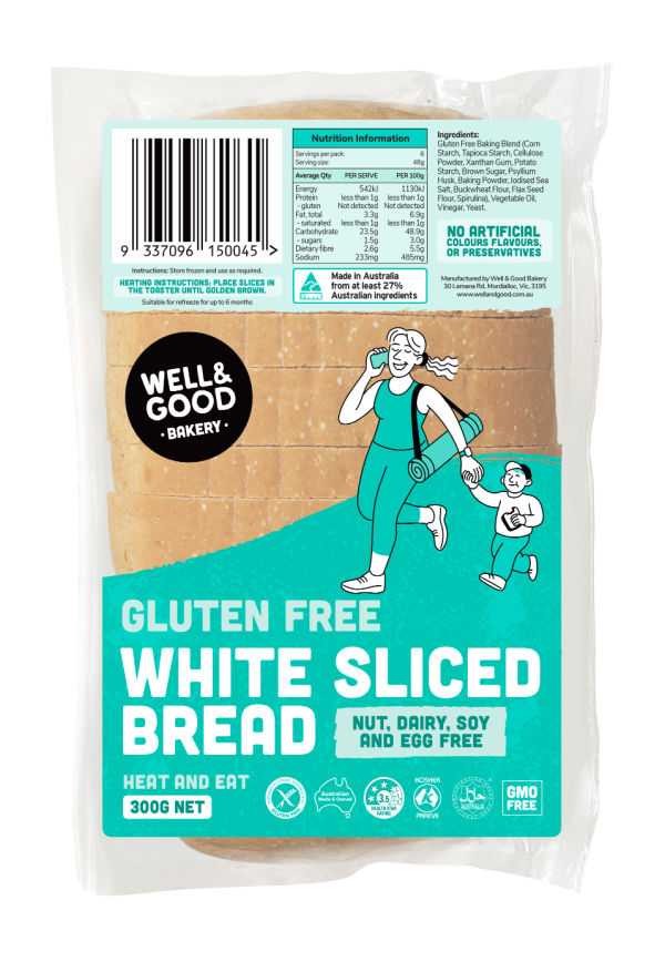 Well & Good Bakery White Sliced Bread GF 300g available at The Prickly Pineapple