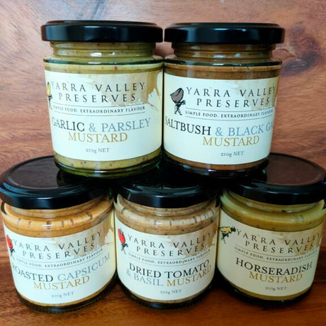 Yarra Valley Gourmet Foods Mustard Varieties 210g available at The Prickly Pineapple