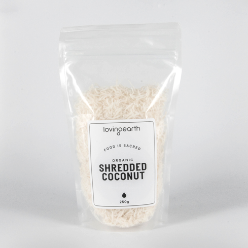 Loving Earth Shredded Coconut 250g available at The Prickly Pineapple
