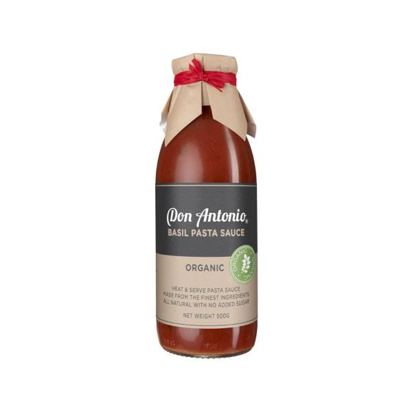 Don Antonio Organic Basil Pasta Sauce 500g available at The Prickly Pineapple